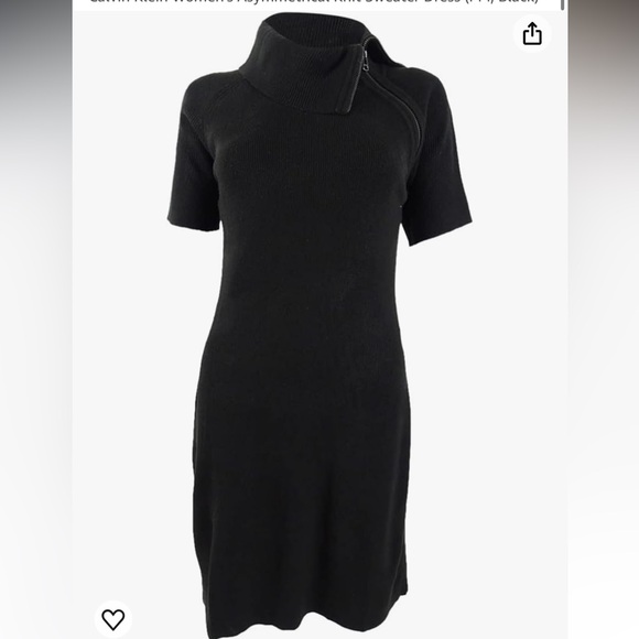 Calvin Klein Dresses & Skirts - Calvin Klein  asymetrical zipper high neck sweater dress, black, pull on